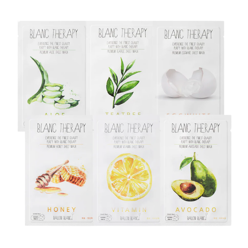Blanc Therapy Facial Sheet Masks SetA (6 Sheets)by Ballonblanc